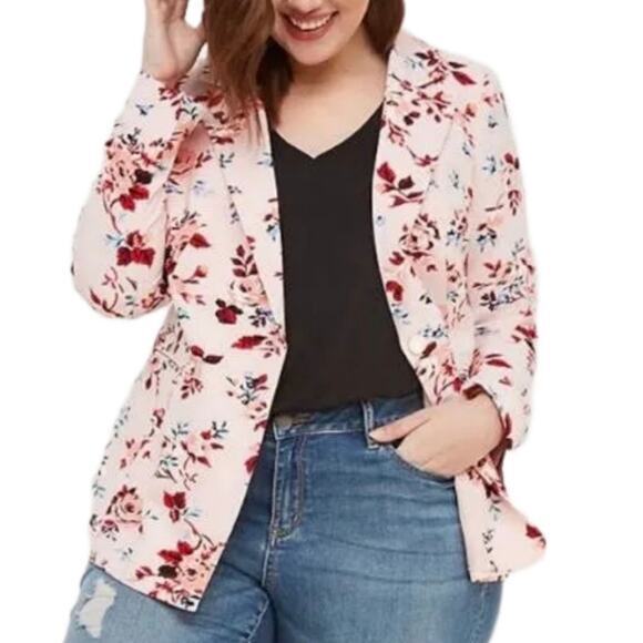 Lane Bryant Women’s Size 16 Floral The Bryant Structured Classic Blazer‎ Jacket - Picture 1 of 16